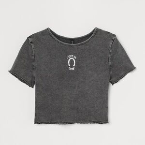 H&M Charcoal Gray Ribbed Crop Top, Just In Luck Horse Shoe, Women’s Medium